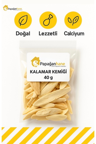 Papağanhane Doğal Kalamar Kemiği 40 GR | Kalsiyum Kaynağı – Kırıklı ve Tam Pa...