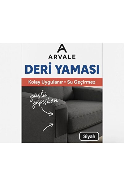 ARVALE 100x40 Cm Siyah Renk Deri Yaması Yırtık Deri Tamiri Güçlü Yapışkan-Koltuk Mont Motor Araç İçin Uygun