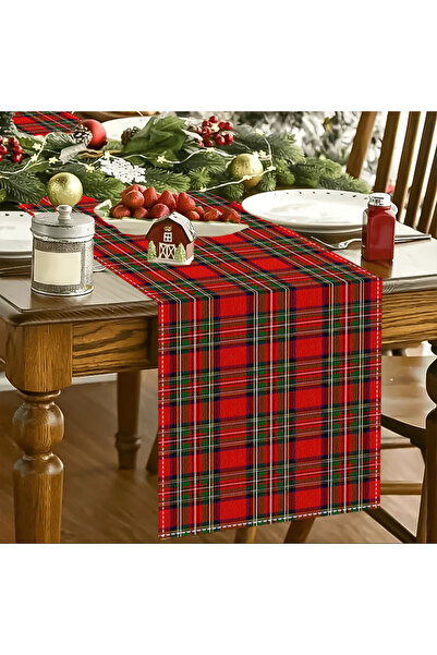 ÖrgüYastik New Year's Eve - New Year Themed Plaid Runner (40X150)