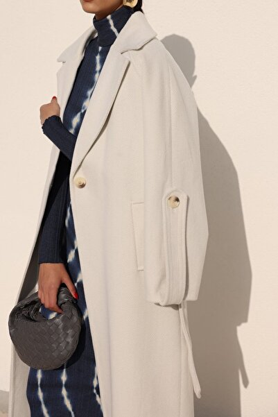 Suziş Baliksirti Pattern Long Premium Cashmere Coat Cr7053