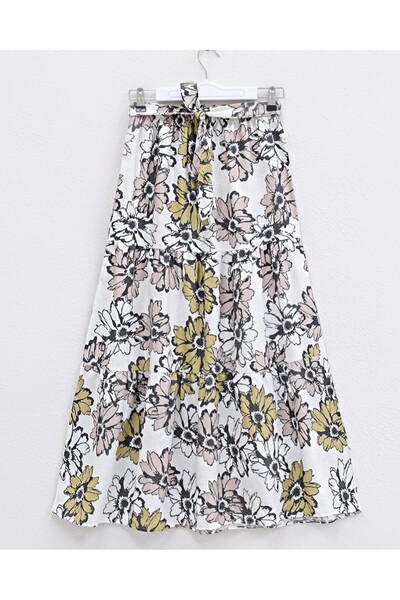 Modamorfo Fusta de in cu centura cu model cu talie elastica - pudra