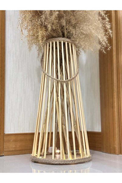 DEKOLOBİ Bambu Uzun Ledli Işıklı Dekoratif Vazo 38 Cm