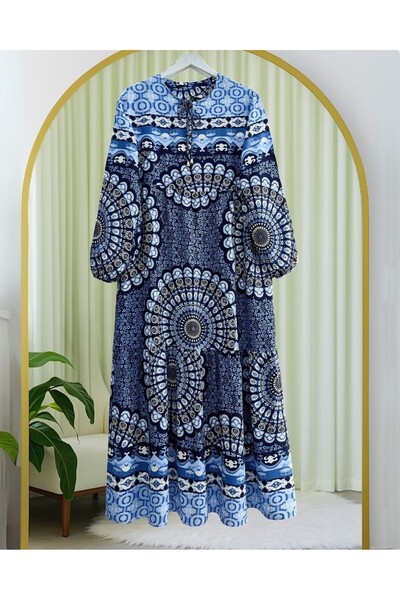 Modamorfo Сукня з частинними візерунками, шнурівкою на рукавах і гумкою на талії - Laci