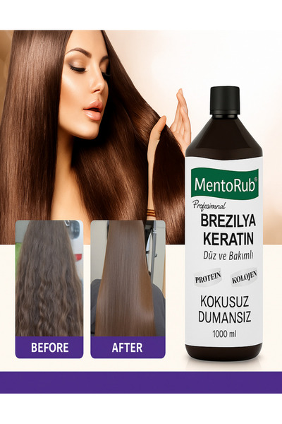 MentoRub مكواة فرد الشعر الاحترافية بالبروتين + الكولاجين (البرازيلي فون) 1000 مل