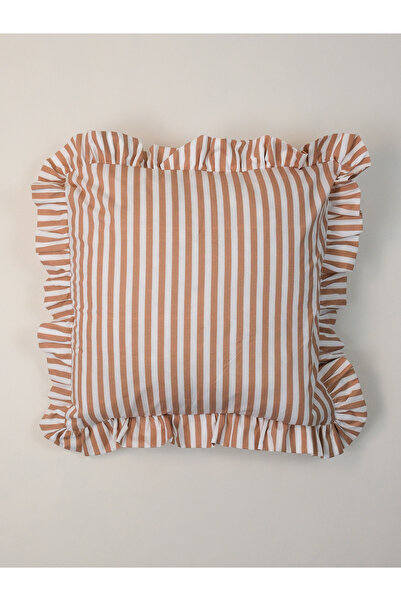 Galia Tasarım Maro costean - Husă de pernă cu volan, cu dungi maro-alb, 100% ...