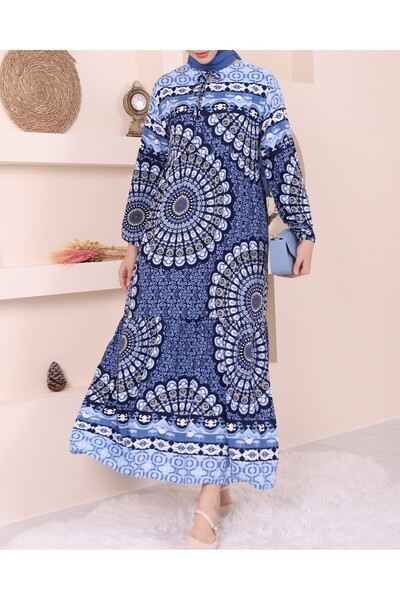 Modamorfo Сукня з частинними візерунками, шнурівкою на рукавах і гумкою на талії - Laci