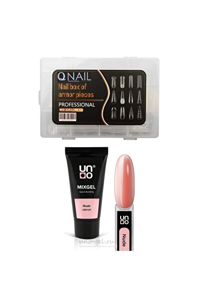 QNAİL PROFESSİONAL Uno Poly Jel nude LED/UV Protez Tırnak Tips Üst Form Jel T...