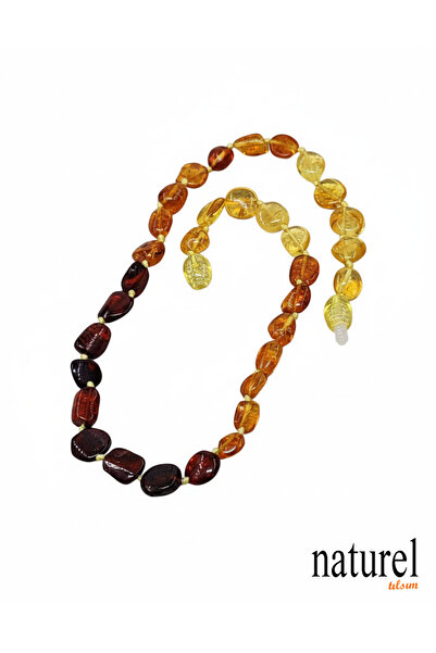 Naturel Tılsım قلادة أسنان الطفل الأصلية من العنبر، قلادة عنبر للفتيات والأولاد