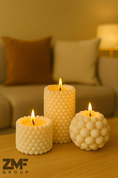 Cavelle 3'lü Kokulu Bubble Mum Seti Pinterest Tasarım 5,5 cm ve 7,5 cm