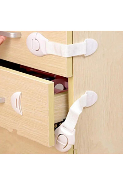 Fabrilux Set of 10 Child Safety Furniture Locks, ABS+PVC, Self-adhesive, White –