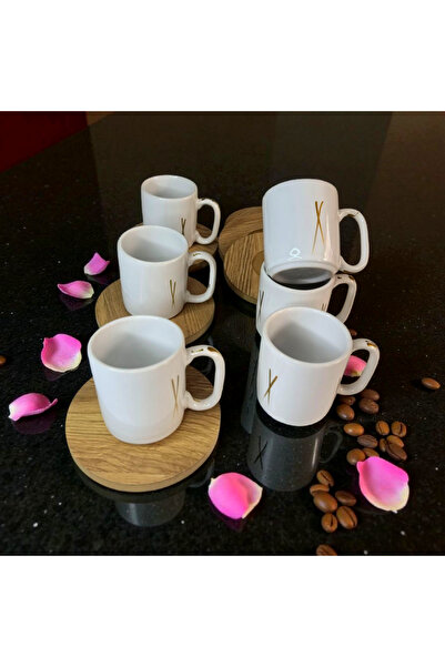 arsimhome 6-Person Cup Set with Wooden Plate