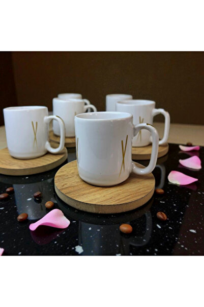 arsimhome 6-Person Cup Set with Wooden Plate