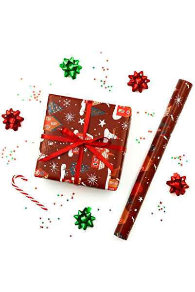 repro design 70x100 cm Premium Yılbaşı Hediye Paketleme Kağıdı 2'li Set | Özel Kutu ile Rulo Gönderim - M19