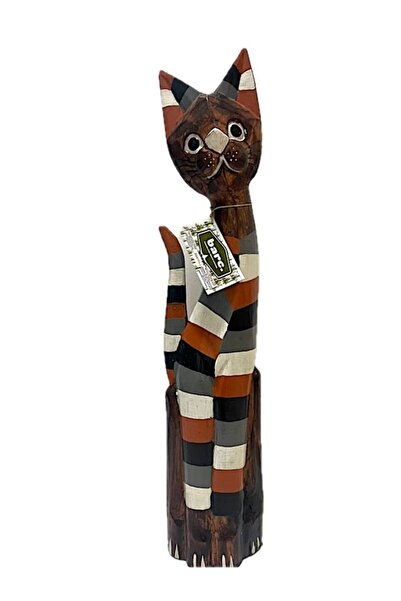 Barc Shop Ahşap Dekoratif Kedi Çizgili 100 cm Büyük Otantik El yapımı Ahşap B...