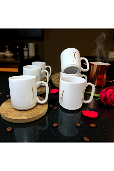 arsimhome 6-Person Cup Set with Wooden Plate