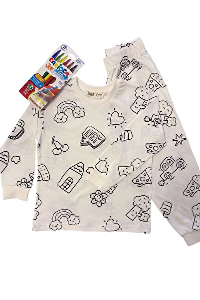 mışıl mışıl kids Set de pijamale pentru copii, care pot fi pictate, cu pix cadou