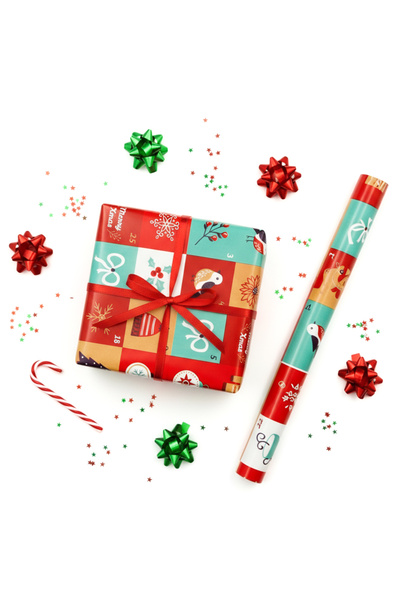 repro design مجموعة من ورق تغليف هدايا عيد الميلاد الفاخر مقاس 70 × 100 سم - مجموعة من قطعتين - تغليف هدايا تقويم الميلاد M16