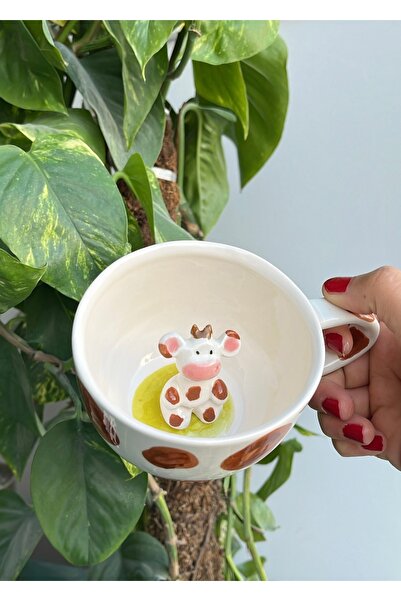visera Gift Handmade Brown Cow Figured Mug