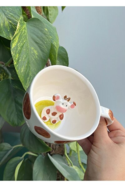 visera Gift Handmade Brown Cow Figured Mug