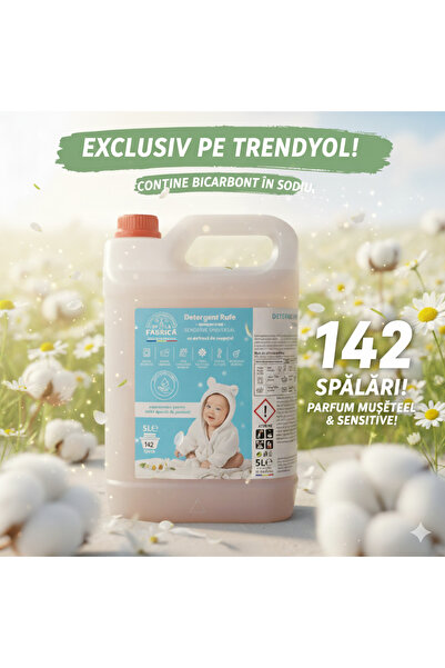 DeLaFabrica Detergent de rufe concentrat universal Sensitive cu bicarbonat de sodiu – 5L