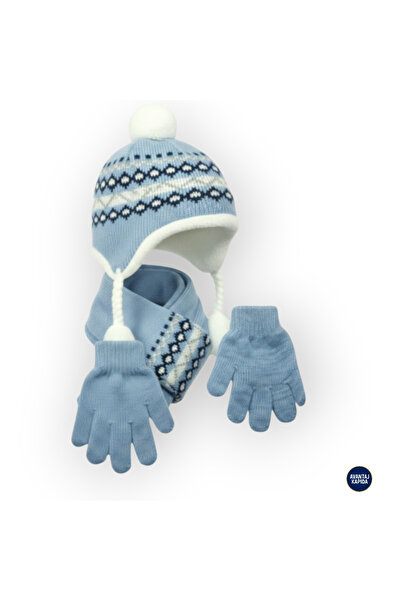 Mustran Set de 3 mănuși pentru copii, tricotaje căptușite cu lână, eșarfe, mănuși - model gros de tricotat pentru cadou de iarnă