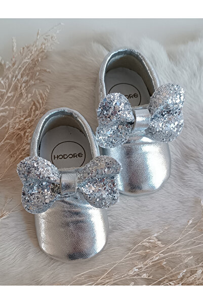 Hodore Sofia Silver Genuine Leather Baby Loafers