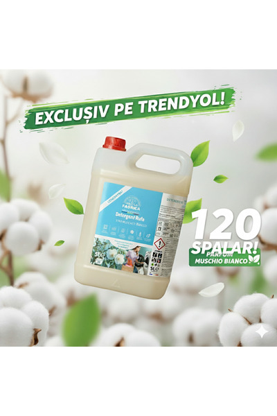 DeLaFabrica Detergent de rufe concentrat 3 în 1 Muschio Bianco cu bicarbonat de sodiu - 5L