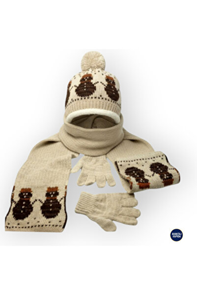 Mustran Set de 3 mănuși pentru copii, tricotaje căptușite cu lână, eșarfe, mănuși - model gros de tricotat pentru cadou de iarnă