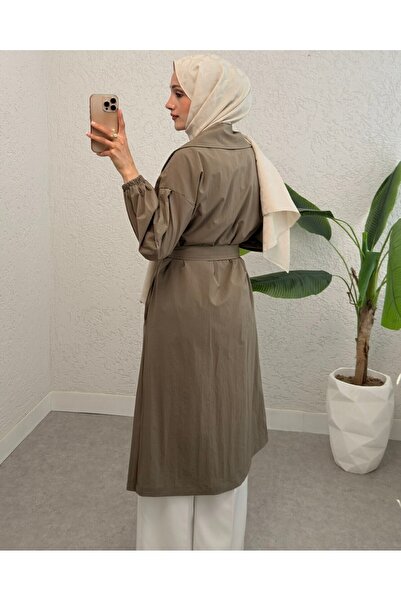 Modamorfo Καμπαρντίνα με ελαστικό μανίκι και επένδυση με ζώνη - Χακί