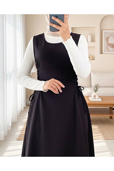 Modamorfo Side-Tied Double Fabric Gilet - Black