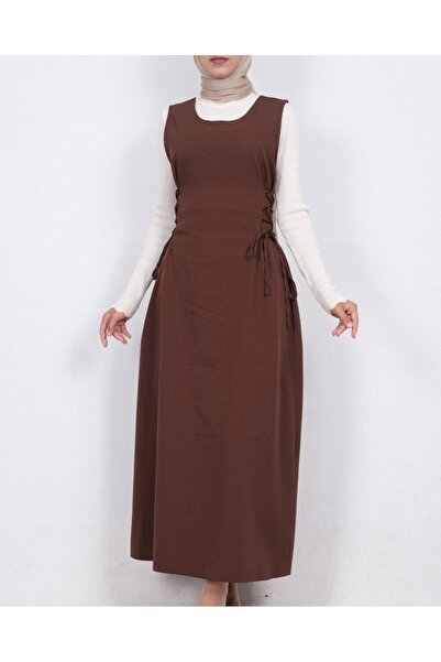 Modamorfo Side-Tied Double Fabric Gilet - Brown