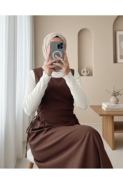 Modamorfo Side-Tied Double Fabric Gilet - Brown