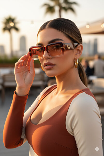 Kapin Fred Kemik Dikdörtgen Güneş Gözlüğü - Kahverengi