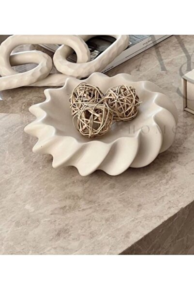 Lui Tasarım Farfurie decorativă pentru bijuterii în stil nordic, culoare crem, bol din ceramică, pictat mat, 27*8