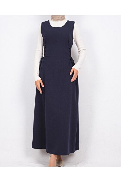 Modamorfo Side Tie Double Fabric Gilet - Navy