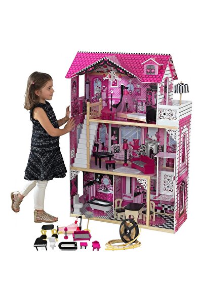 LikeSmart Casuta de papusi din Lemn Amelia Mansion, 121 cm, Banda LED, Lift, ...