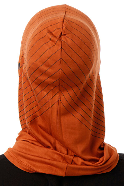 Ecardin Striped Sports Hijab Bonnet Turban -St296 Tile