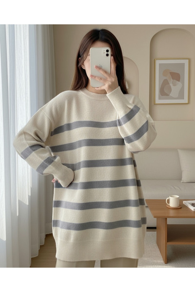 Modamorfo Туннік з круглим коміром і розрізом - світло-сірий