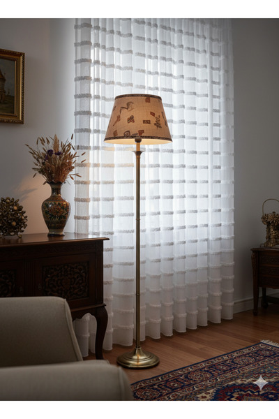 Home Premium Kalite Sıralı Ponpon Özel Dikim Tül Perde