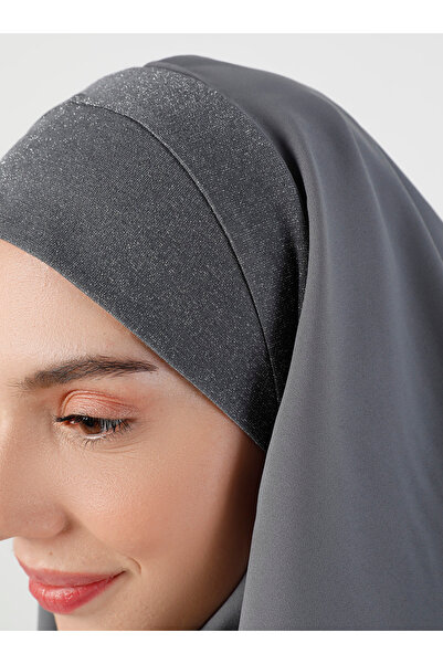 Ecardin Блискуча тканина креп, зручний шаль - St 098 Темно-сірий