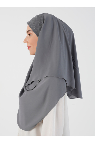 Ecardin Блискуча тканина креп, зручний шаль - St 098 Темно-сірий