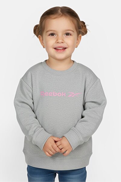 Reebok Toddlers Girl Brand Logo Long Sleeve Outdoor Sweatshirt, Grey