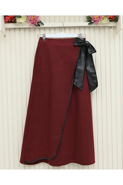 Modamorfo Elastic waist tie-up Piped patterned skirt - burgundy