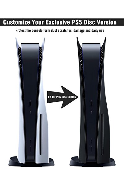 fulina Faceplate for PS5 Disc Edition, Anti-Scratch Dustproof Case Replacement, Cover Skin Fit, Black