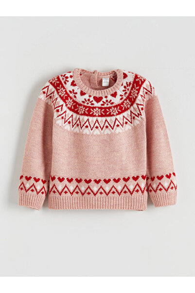 LC Waikiki New Season Crew Neck Patterned Girls' Knitwear Sweater