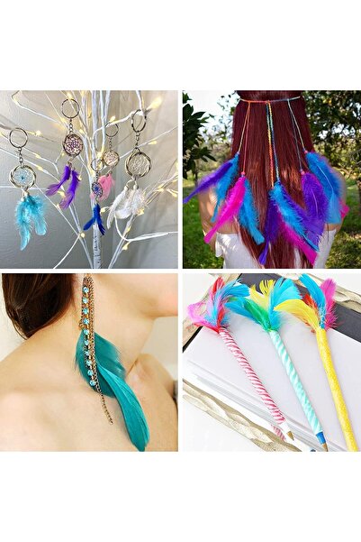 fulina 50PCS Natural Goose Feathers Decoration - Assorted Colorful for DIY, Festival Erikord(Color Mixed)