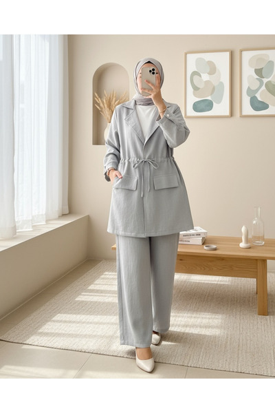 Modamorfo Covered Tunnel Bridge Jacketed Linen Suit - Light Gray