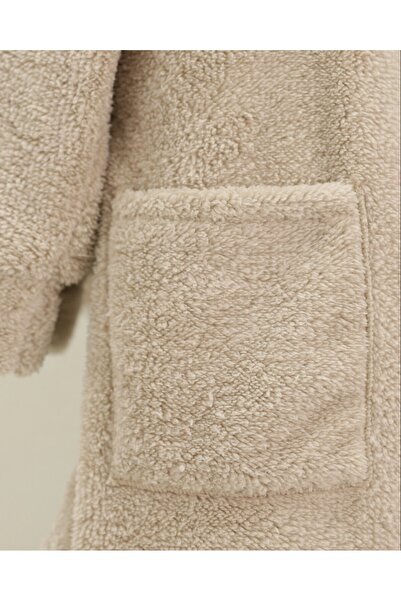 Modamorfo Buttoned plush jacket with pockets - light mink