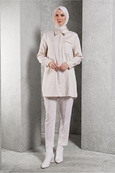 Alvina 45230 Model Jacquard Satin Tunic