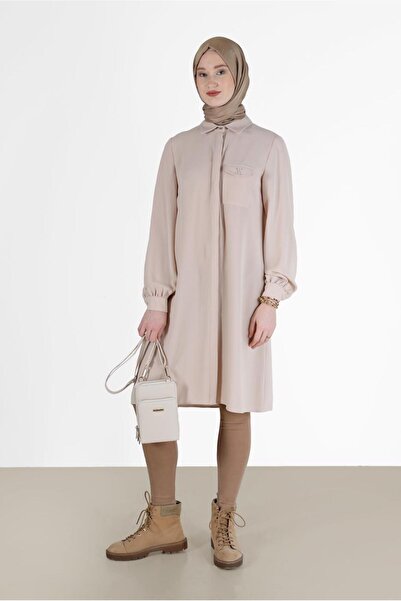 Alvina Crepe Tunic - Hidden Button Detail, Model 42288